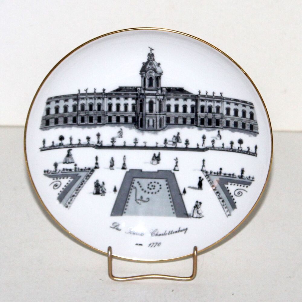 Vintage KPM Porcelain Plate dish Charlottenburg Palace Berlin Germany white gold